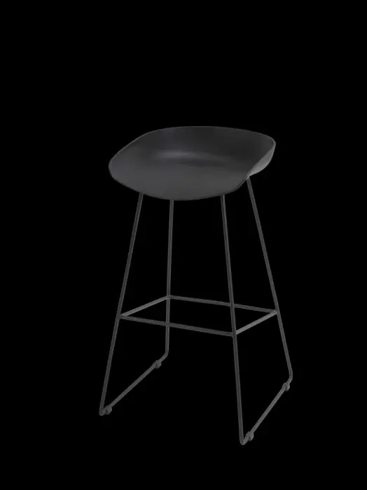 Tabouret Assise en polypropylène noir Structure fil métal noir Livré non monté