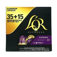 L'OR ESPRESSO CAPSULES CAFE SUPREMO N°10 50PCS (35+15)