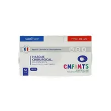 SANTECARE MASQUE CHIRURGICAL ENFANT CERTIFIE CE BFE>98% BLEU 50PCS