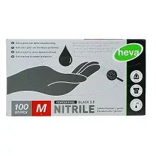 HEVA GANTS EN NITRILE NON POUDRE NOIR TAILLE M x100