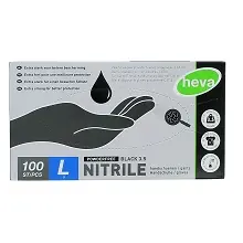 HEVA GANTS EN NITRILE NON POUDRE NOIR TAILLE L x100
