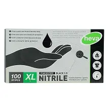 HEVA GANTS EN NITRILE NON POUDRE NOIR TAILLE XL x100