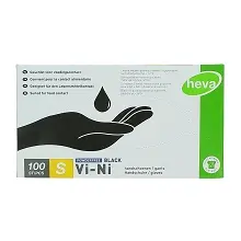 HEVA GANT VINYLE NITRILE NON POUDRE NOIR TAILLE S x100