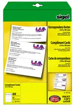 sigel cartes de correspondance PC, format DL, 185g/m2, blanc