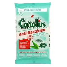 CAROLIN LINGETTE ANTI-BACTERIENNE EUCALYPTUS 15PCS