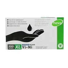 HEVA GANT VINYLE NITRILE NON POUDRE NOIR TAILLE XL x100