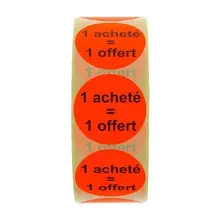 ROULEAU 1000 ETIQUETTES FLUO (45mm) 1 ACHETE 1 OFFERT