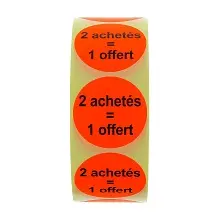 ROULEAU 1000 ETIQUETTES FLUO (45mm) 2 ACHETES 1 OFFERT