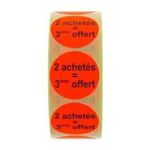 ROULEAU 1000 ETIQUETTES FLUO (45mm) 2 ACHETES LE 3E OFFERT