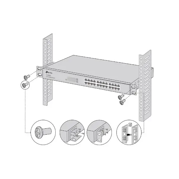TP-LINK Omada Rack-mounting Bracket Kit 19", Screws Included +++ Dimensions: 0.9×1.7×1.7 in (22×43.9×42 mm)