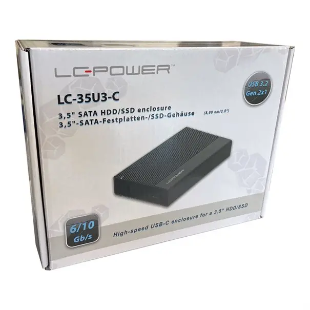 LC-Power 2,5'' SATA HDD-Gehäuse USB3.2 2x1 Black LC-25U3-C, USB-C 3.2 Gen 2x1, USB-C bis zu 10 Gb/s