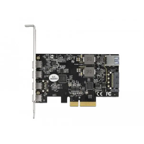 Delock PCI Express x4 Karte zu 4x USB Type-C ext. + 1x USB Type-A int. SuperSpeed USB 10 Gbps - Low Profile