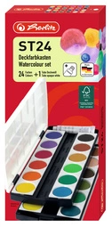 herlitz Pastilles de gouache ST24, 24 couleurs, en plastique