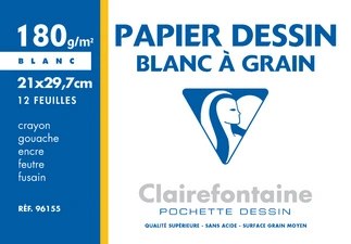 Clairefontaine Papier dessin "Blanc à Grain", 210 x 297 mm