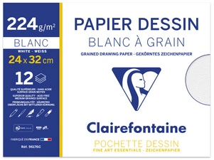 Clairefontaine Papier dessin "Blanc à Grain", 240 x 320 mm