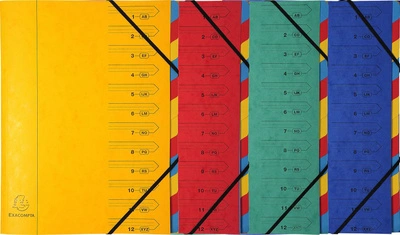 EXACOMPTA Trieur, A4, carton, 12 compartiments, bleu