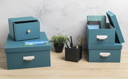 EXACOMPTA Lot de 3 boîtes gigogne Office by Me, bleu canard