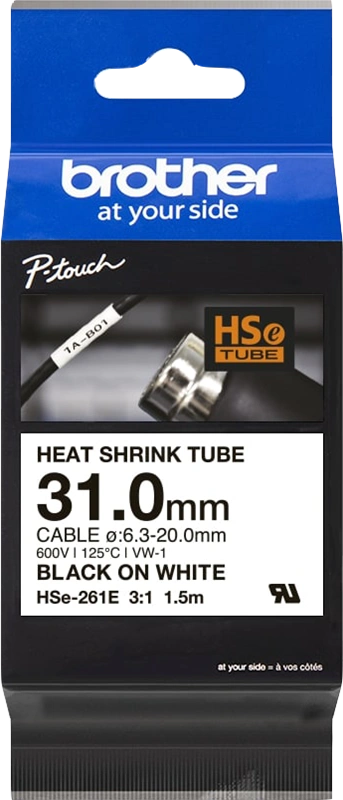 Brother HSe-261E Ruban Noir sur blanc