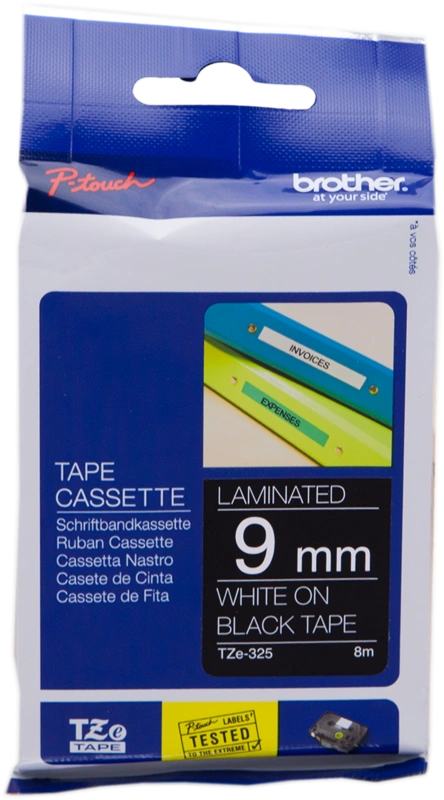 Brother TZe-325 Ruban Blanc sur noir