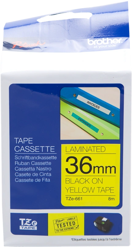 Brother TZe-661 Ruban Noir sur jaune