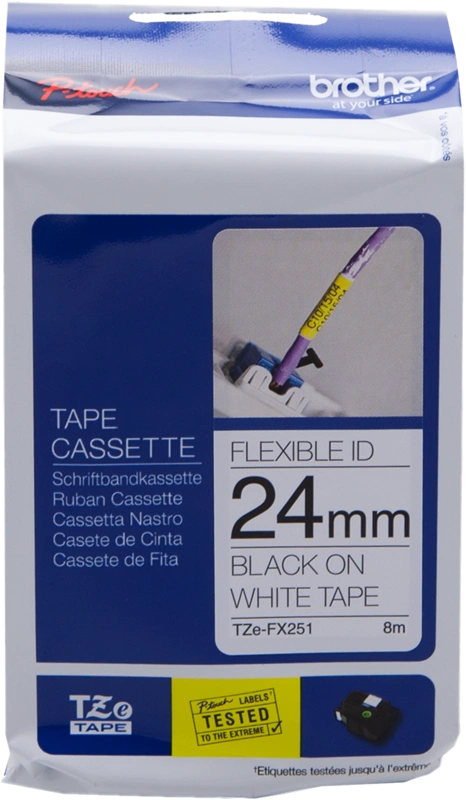 Brother TZe-FX251 Ruban Noir sur blanc