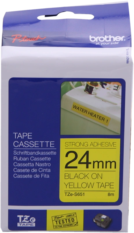 Brother TZe-S651 Ruban Noir sur jaune