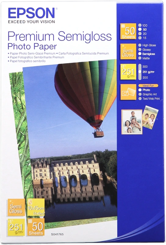 Epson Papier photo semi-brillant Premium 10x15cm Blanc