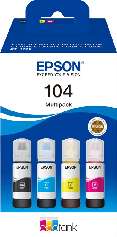 Epson 104 Multipack Noir(e) / Cyan / Magenta / Jaune (C13T00P640)