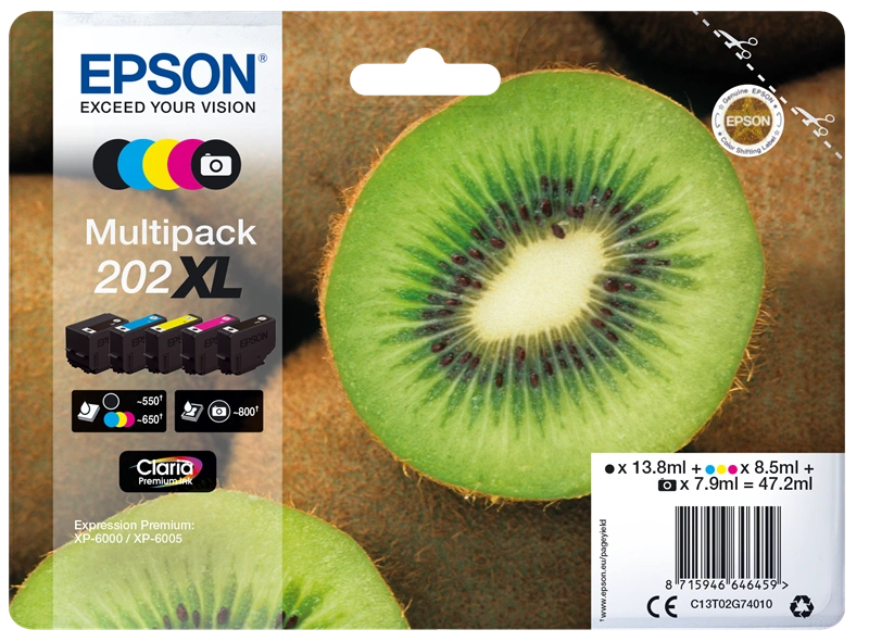 Epson 202XL Multipack Noir(e) / Noir (photo) / Cyan / Magenta / Jaune (C13T02G74010)