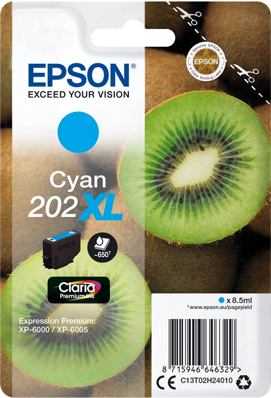 Epson 202XL Cyan Cartouche d'encre (C13T02H24010)