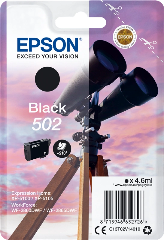 Epson 502 Noir(e) Cartouche d'encre (C13T02V14010)
