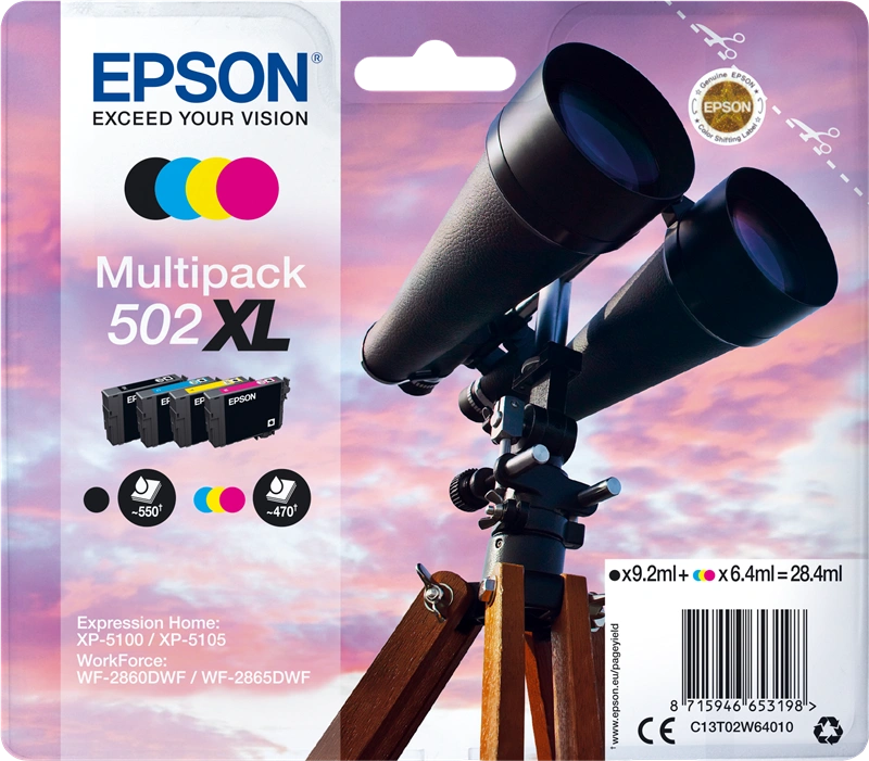 Epson 502XL Multipack Noir(e) / Cyan / Magenta / Jaune (C13T02W64010)