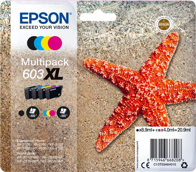 Epson 603XL Multipack Noir(e) / Cyan / Magenta / Jaune (C13T03A64010)