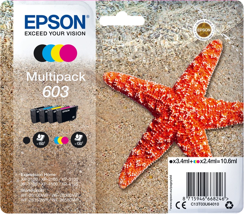 Epson 603 Multipack Noir(e) / Cyan / Magenta / Jaune (C13T03U64010)