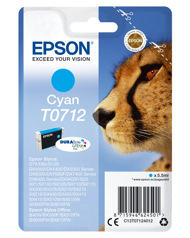 Epson T0712 Cyan Cartouche d'encre (C13T07124012)