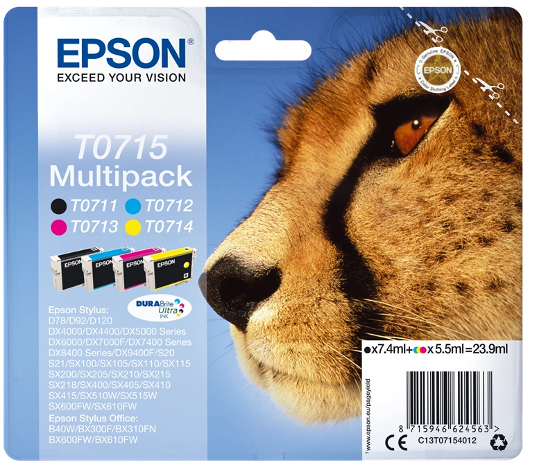 Epson T0715 Multipack Noir(e) / Cyan / Magenta / Jaune (C13T07154012)