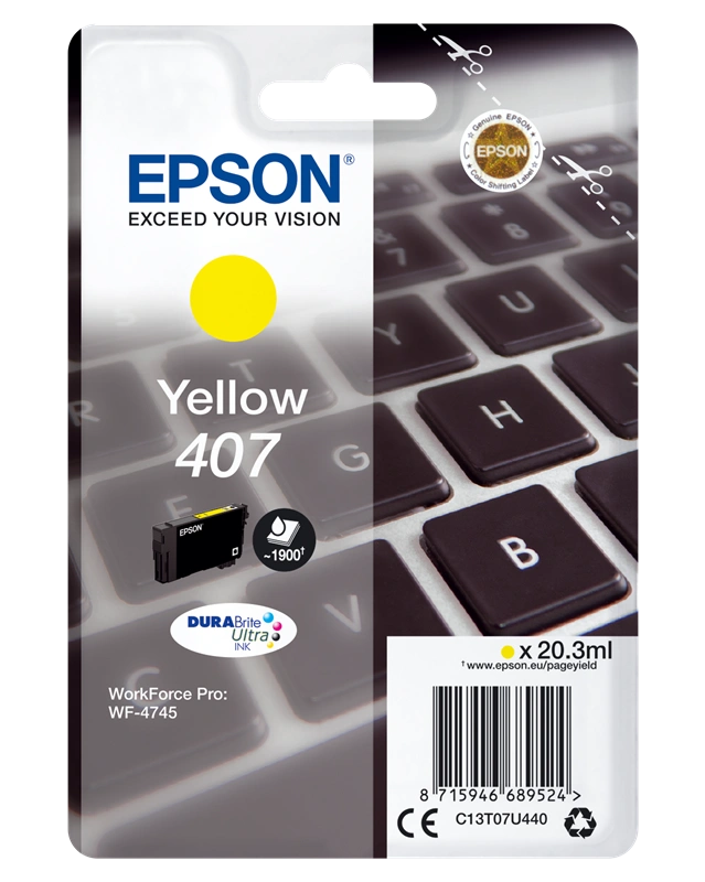 Epson 407 Jaune Cartouche d'encre (C13T07U440)