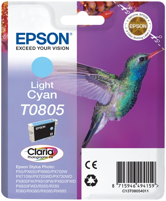 Epson T0805 Cyan (brillant) Cartouche d'encre (C13T08054011)