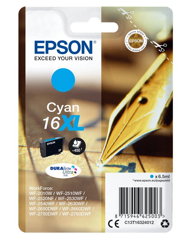 Epson 16 XL Cyan Cartouche d'encre (C13T16324012)