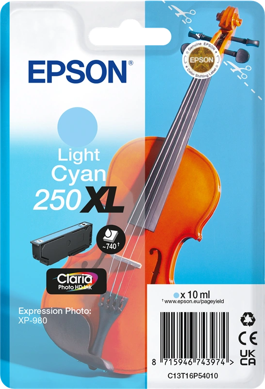 Epson 250 XL Cyan (brillant) Cartouche d'encre (C13T16P54010)