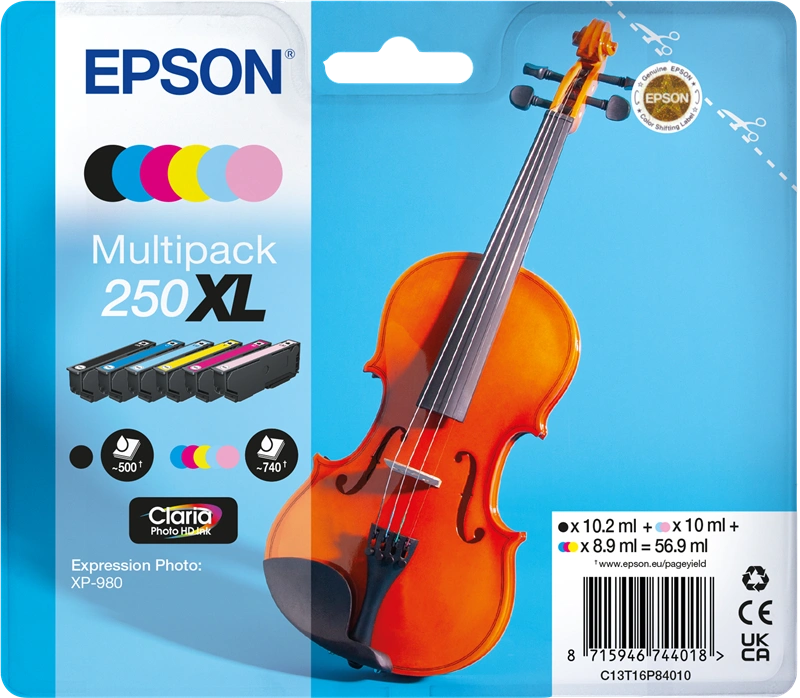 Epson 250 XL Multipack Noir(e) / Cyan / Magenta / Jaune / Cyan (brillant) / (C13T16P84010)