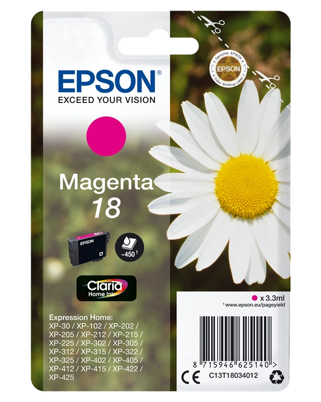 Epson 18 Magenta Cartouche d'encre (C13T18034012)