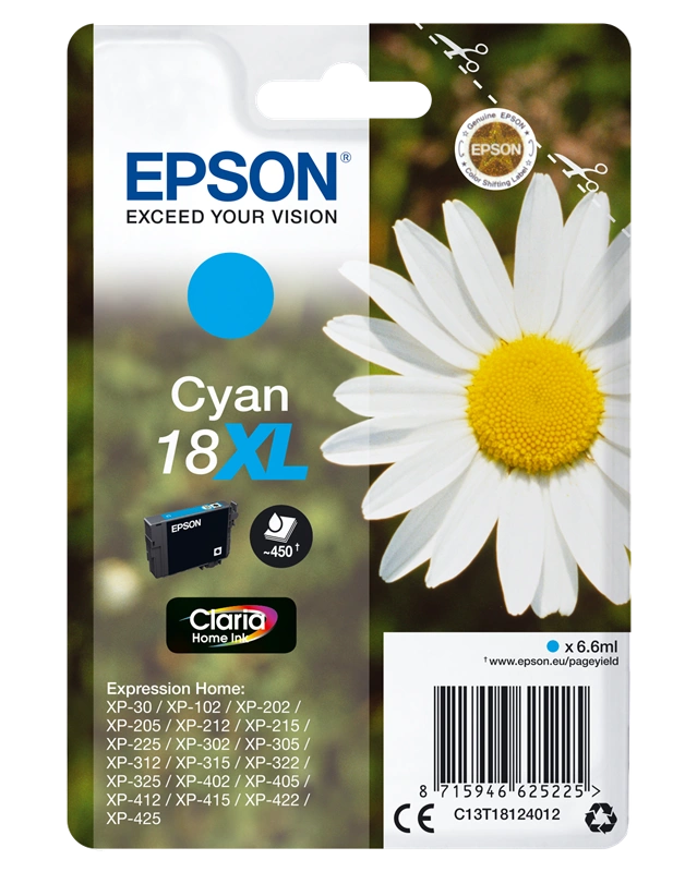 Epson 18 XL Cyan Cartouche d'encre (C13T18124012)