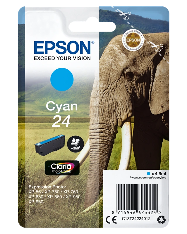 Epson 24 Cyan Cartouche d'encre (C13T24224012)