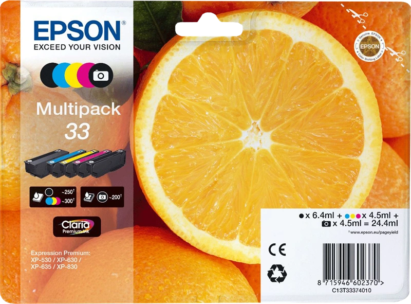 Epson 33 Multipack Noir(e) / Cyan / Magenta / Jaune (C13T33374010)