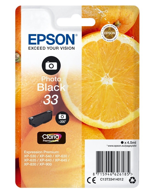 Epson 33 Noir (photo) Cartouche d'encre (C13T33414012)