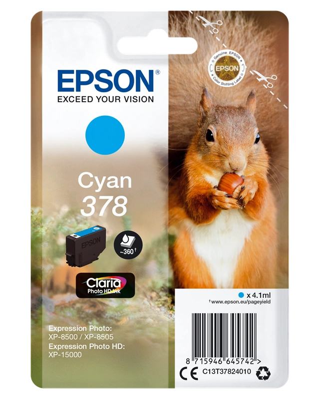 Epson 378 Cyan Cartouche d'encre (C13T37824010)