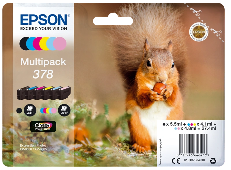 Epson 378 Multipack Noir(e) / Cyan / Magenta / Jaune / Cyan (brillant) / Magenta (brillant) (C13T37884010)