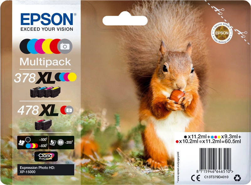 Epson 378XL+478XL Multipack Noir(e) / Cyan / Magenta / Jaune / Rouge / Gris (C13T379D4010)