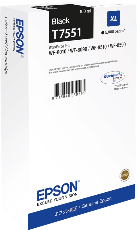 Epson T7551 XL Noir(e) Cartouche d'encre (C13T75514N)